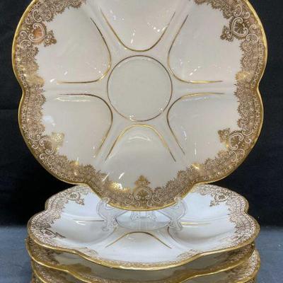 296: 6 Limoges BERNARDAUD D & C France Oyster Plates
