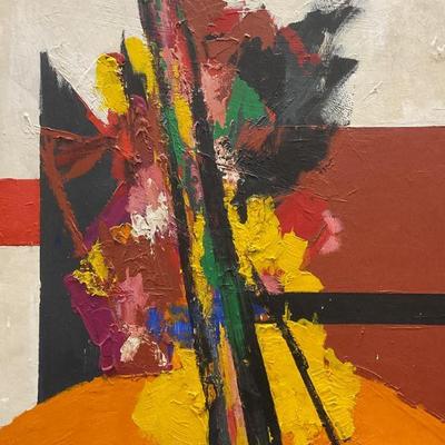 456: Signed Jeanette Judson Abstract Oil on Board
