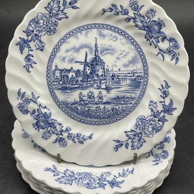 624: Set 6 TULIP TIME JOHNSON BROS Vtg Porcelain Dishes
