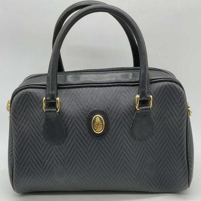 289: Vintage Mark Cross Black Chevron Handbag
