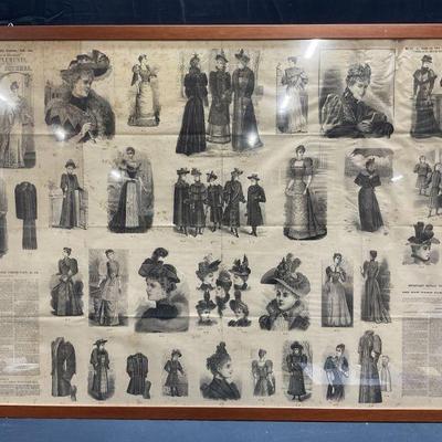 311: XL 1893 Ladies Journal Fashion Engravings 4Ft+
