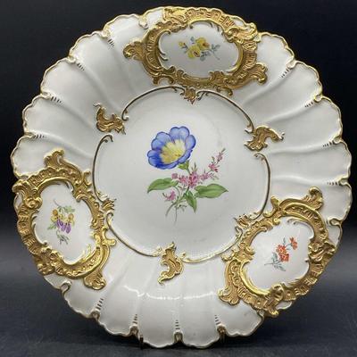 642: Meissen Trademarked Porcelain Floral Motif Plate
