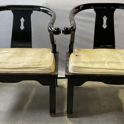 115: Pair Vintage James Mont Style Ming Chairs
