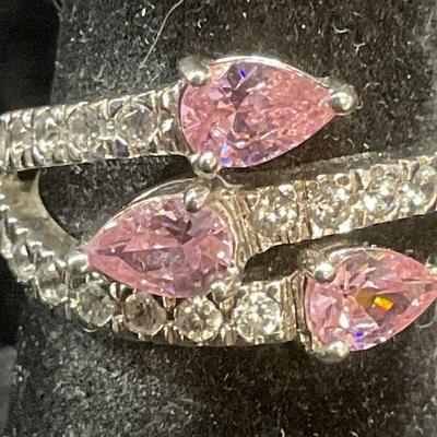 648: PAJ Sterling Silver Pink Crystal CZ Ring
