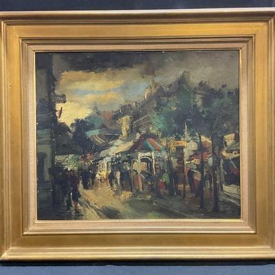 589: Framed Signed Paris Street Scene Oil Painting
