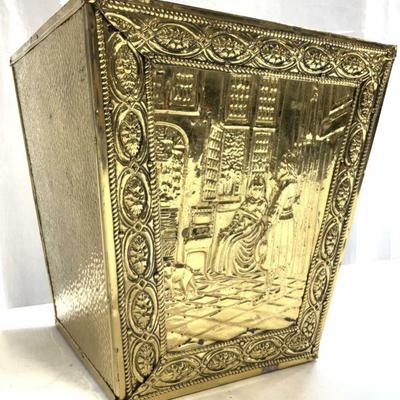 154: Repousse Gilt Metal & Wood Basket
