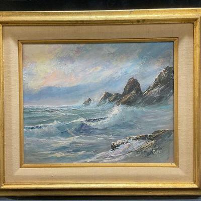 211: Framed Bleich Seascape Oil Painting, 1967
