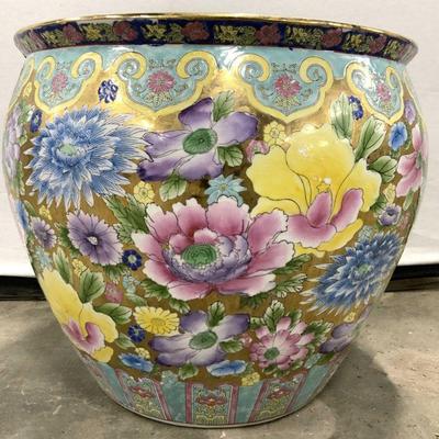 457: Signed Hand Painted Asian Porcelain Planter
