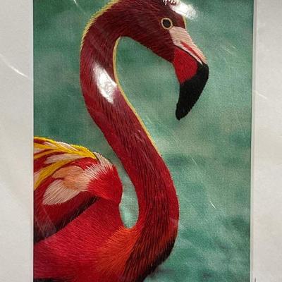 773: Embroidery Wonders Flamingo Silk Textile Art 2007
