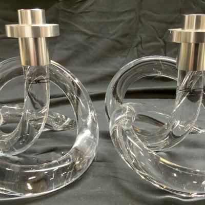 299: INTERLUDE HOME MCM Pr Lucite Candlesticks
