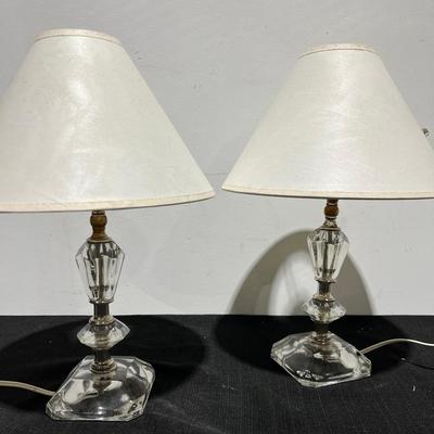 Vintage Crystal Table Lamp Pair 