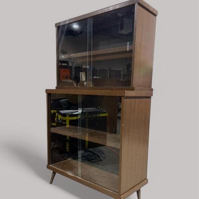 Vintage MCM Sliding Glass Cupboard 