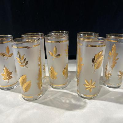 Vintage Mid Century Libbey Golden Foliage Highball Glasses