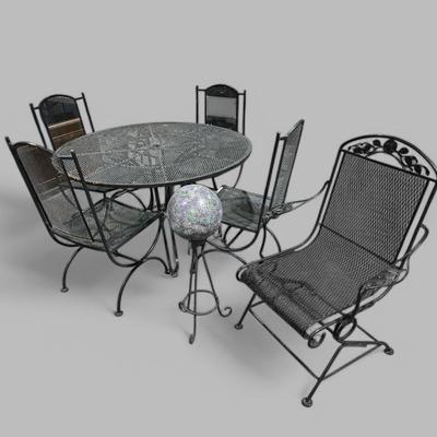 Black Metal Patio Furniture Set & Garden Art 