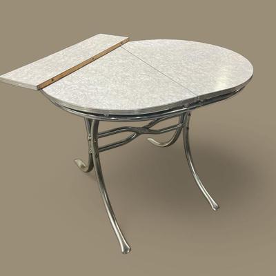 Vintage 50s Formica & Chrome Kitchen Table W/ Extra Leaf Extension 