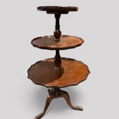 Vintage 3 Tier Clawfoot Side Table  