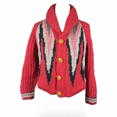 1970s Angela Campos De Morris Hand-Knit Wool Cardigan