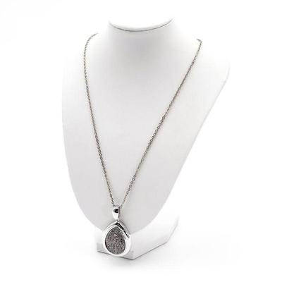 925 Sterling Silver and Druzy Teardrop Necklace