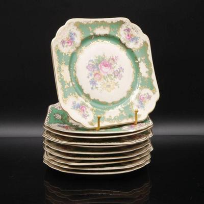 Heinrich & Co. Bavaria Gilded Floral Plates, Lot of 10
