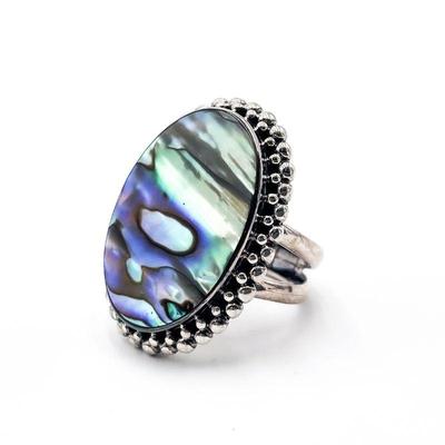 Sterling Silver Ring with Oval Abalone Inlay