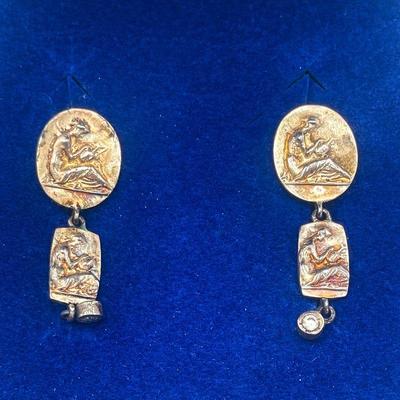 SeidenGang 925 Sterling Silver Double Dangle Earrings with Embossed Motif