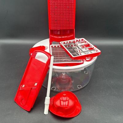 Red and Clear Plastic Multi-Function Food Chopper Set