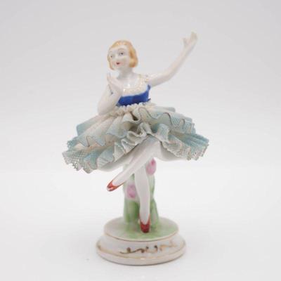 Porcelain Ballerina Figurine w/ Dresden Skirt