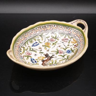 Portuguese Hand-Painted Ceramic Bowl, Signed