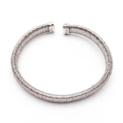 JCM Italy 925 Sterling Silver Wire-Wrapped Open Cuff Bracelet