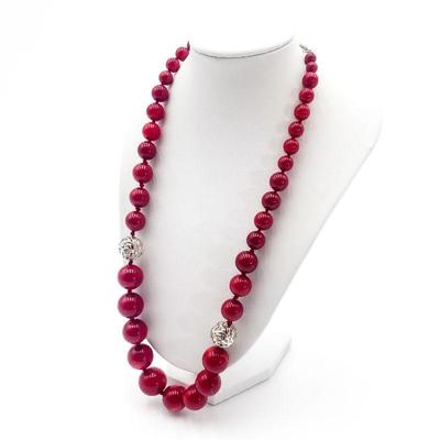 Red Beaded Necklace with 925 Sterling Silver Accents