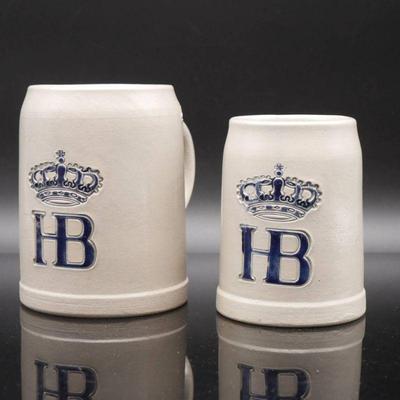 Pair of Hofbrauhaus West Germany Ceramic Beer Steins