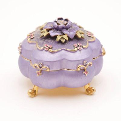 Joan Rivers Lavender Floral Hinged Trinket Box