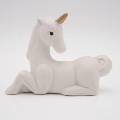 Ceramic Unicorn Figurine w/ Golden Horn
