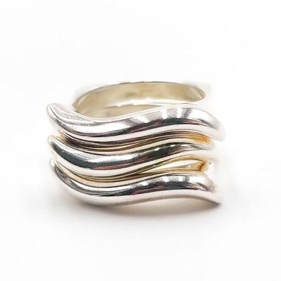 925 Sterling Silver 3-Piece Multi-Wave Design Ring