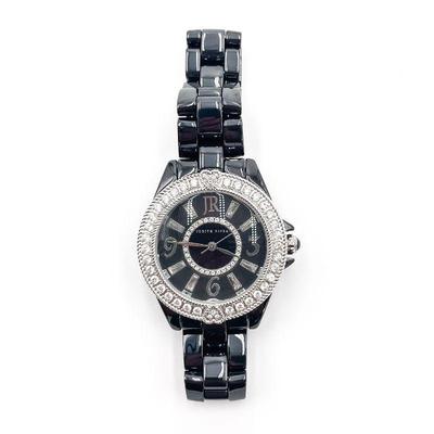 Judith Ripka Black Ceramic and Rhinestones Wristwatch