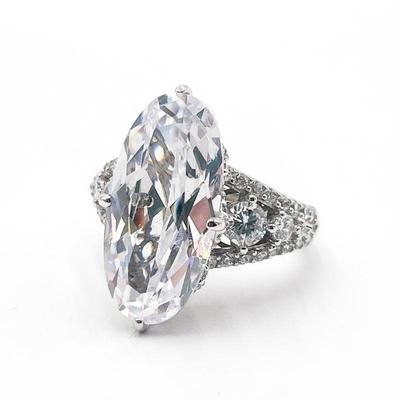 Vanna K CZ 925 Sterling Silver Ring with Pave Accents