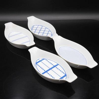Rubel & Co Linen Blue Ceramic Dishes, Lot of 4
