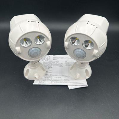 Set of Two White Battery-Operated LED Floodlights