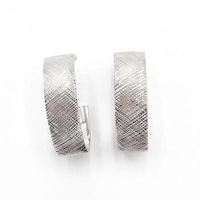 Milor Italy Pair of Textured 925 Sterling Silver Hoop Earrings