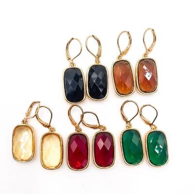 Set of 5 Pairs of Joan Rivers Gold-Tone Faceted Stone Earrings