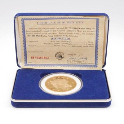 1877 $50 Half Union Proof with Box and COA