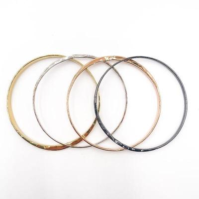 Lot of 4 Metal Bangles in Varied Finishes