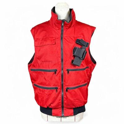 Red Utility Vest with White Cross Patch, Size L