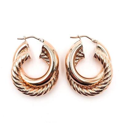 Bronze Milor Italy Twisted Hoop Earrings