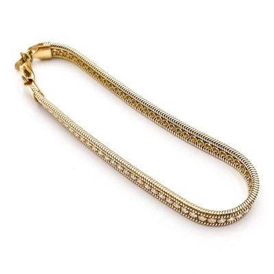 Milor Italy 925 Gold-Tone Snake Chain and CZ Tennis Bracelet
