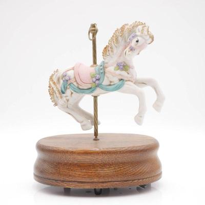 Limited Edition Porcelain Carousel Horse Music Box, 1987
