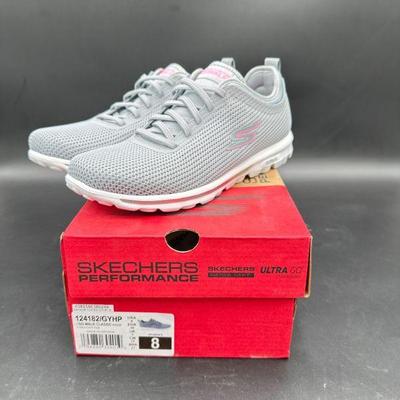 Skechers Performance Gray Athletic Shoes, Size 8