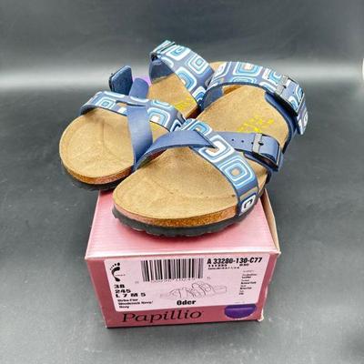 Papillio Blue Sandals with Geometric Details, Size 7