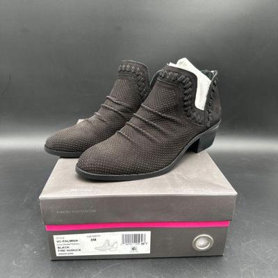 Black Textured Ankle Boots, Size 8