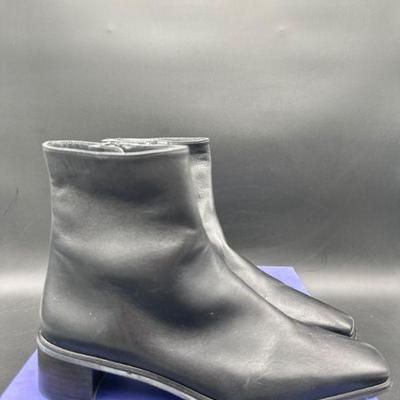 Stuart Weitzman Pauline Black Leather Ankle Boots